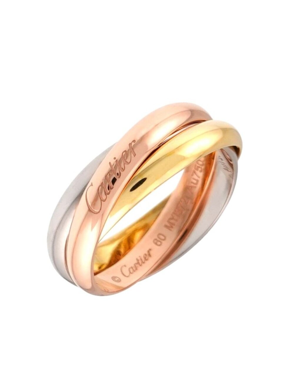 Cartier Trinity Medium MM 60 Ring 18k Yellow Gold WG PG Three 750